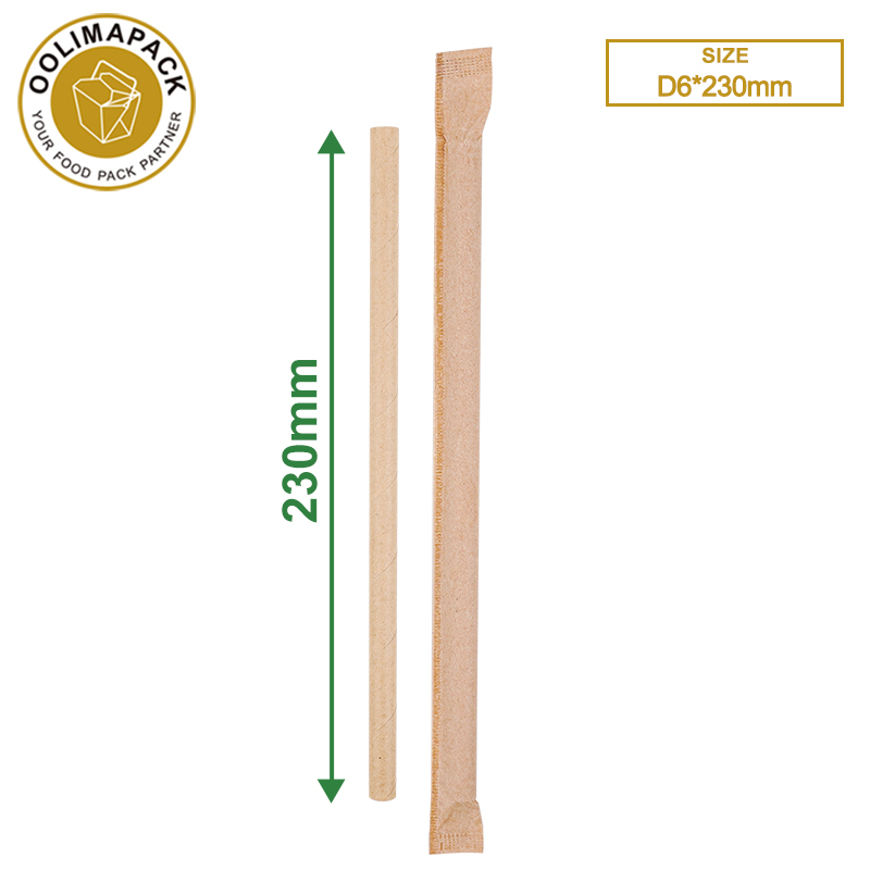 D8*230mm Kraft flexible paper straw-Individually packaged