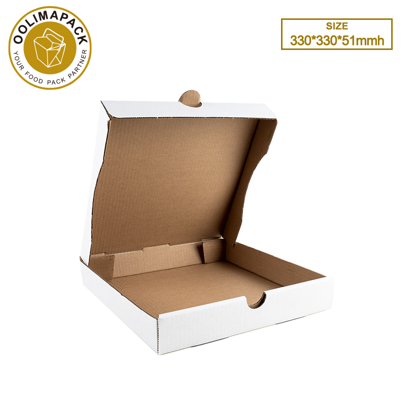 330*330*51mmh
White B-Flute Pizza Box