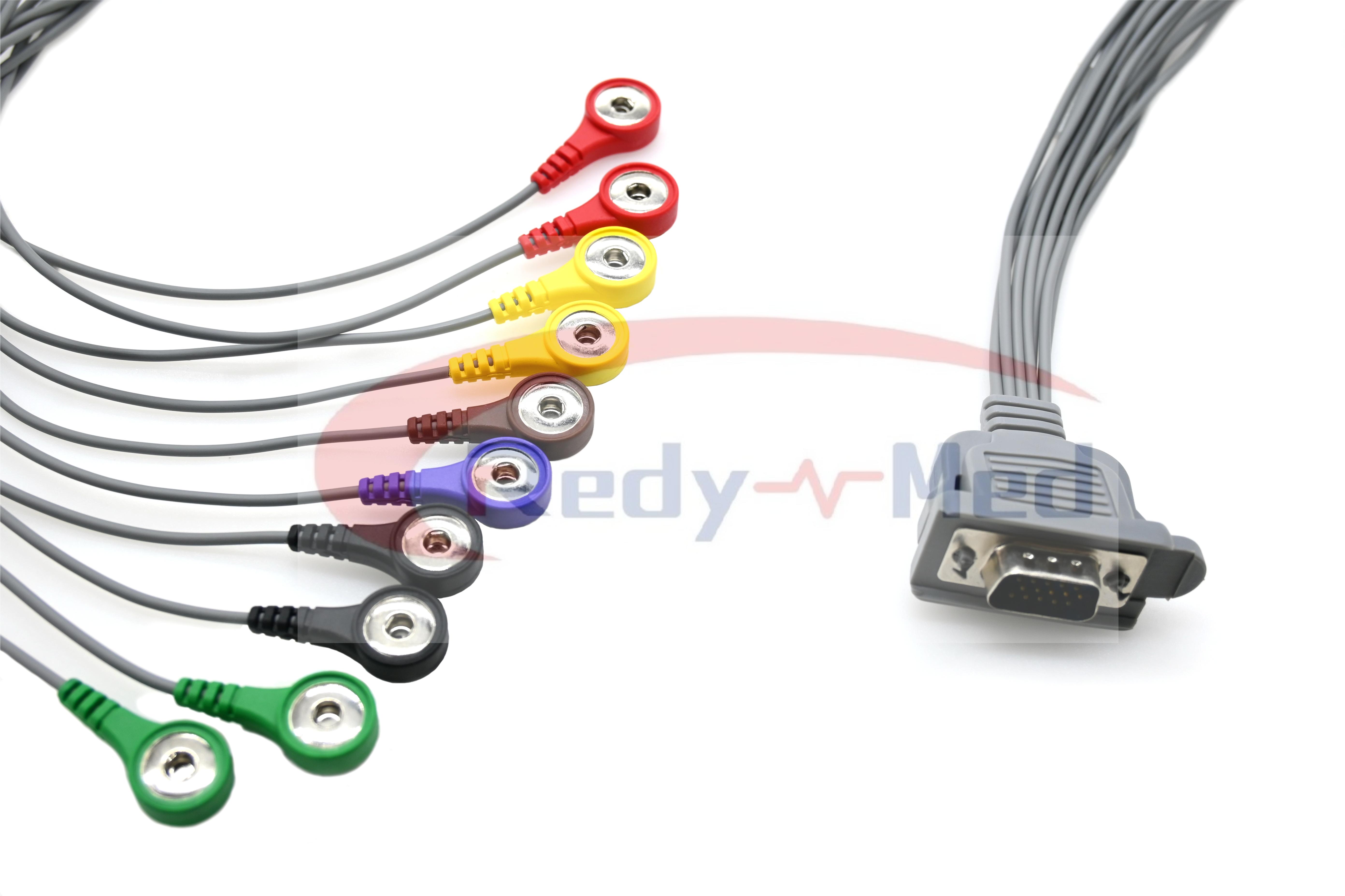 Compatible With DMS 300-3A 300-4A 300-4L HDB 15P 10 Lead Holter Cable