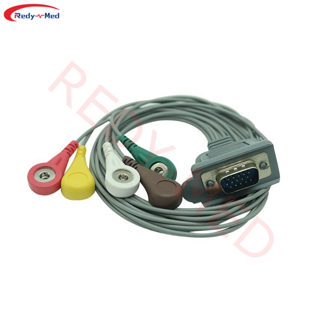 Compatible With DMS 300-3A 300-4A 300-4L HDB 15P 5 Lead Holter Cable
