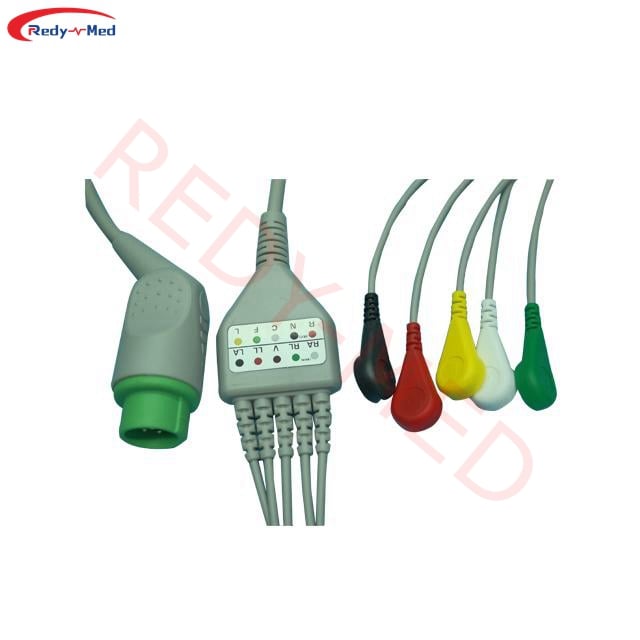 Compatible With Emtel FX2000 3 Lead/ 5 Lead One-Piece ECG Cable