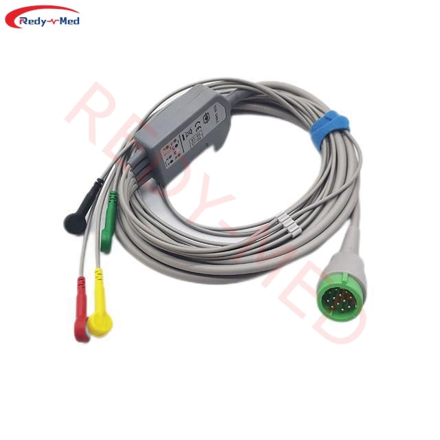 Compatible With Medtronic Physio Control Lifepak 12,15,20,20E One-Piece 4 Lead EKG Trunk Cable