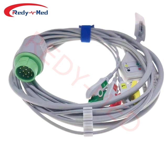 Compatible With Schiller Argus LCM, Defigard 3002, Defigard 4000, Defigard 5000 3 Lead 5 Lead One-Piece ECG Cable