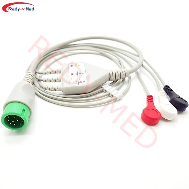 Compatible With Comen C100, C100A, C21, C30, C50, C70, C90, NC10, NC12, NC19, NC3, NC5, NC8 One-Piece 3Lead/5Lead ECG Cable