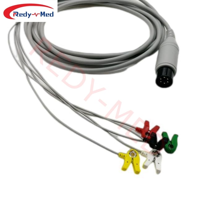 Zoll/Mindray/Edan/Comen/Welch Allyn/Spacelabs 신생아 클립 ECG 케이블, AAMI 6핀 호환