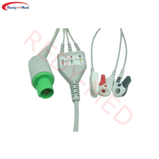 Compatible With hellight CardioServ, Generation, SCP 844, SCP 851, SCP 852, SCS 804, Servomed 4, Vicom SM 3 Lead 5 Lead One-Piece ECG Cable