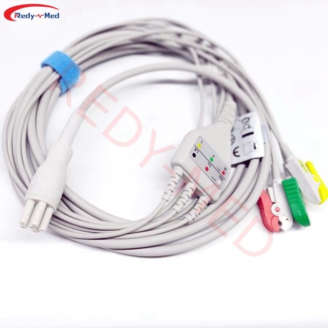Compatible With Omron ＞ Colin BP-88S, BP-S510, M9500 One-Piece 3 Lead/5 Lead ECG Cable