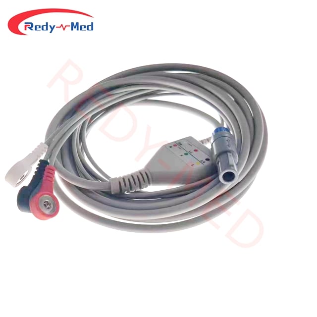 Compatible With Siemens Acuson Juniper, Acuson Redwood, Acuson Sequoia 512, SC 2000, Somatom Emotion, Somatom Sensation 3 Lead One-Piece ECG Cable