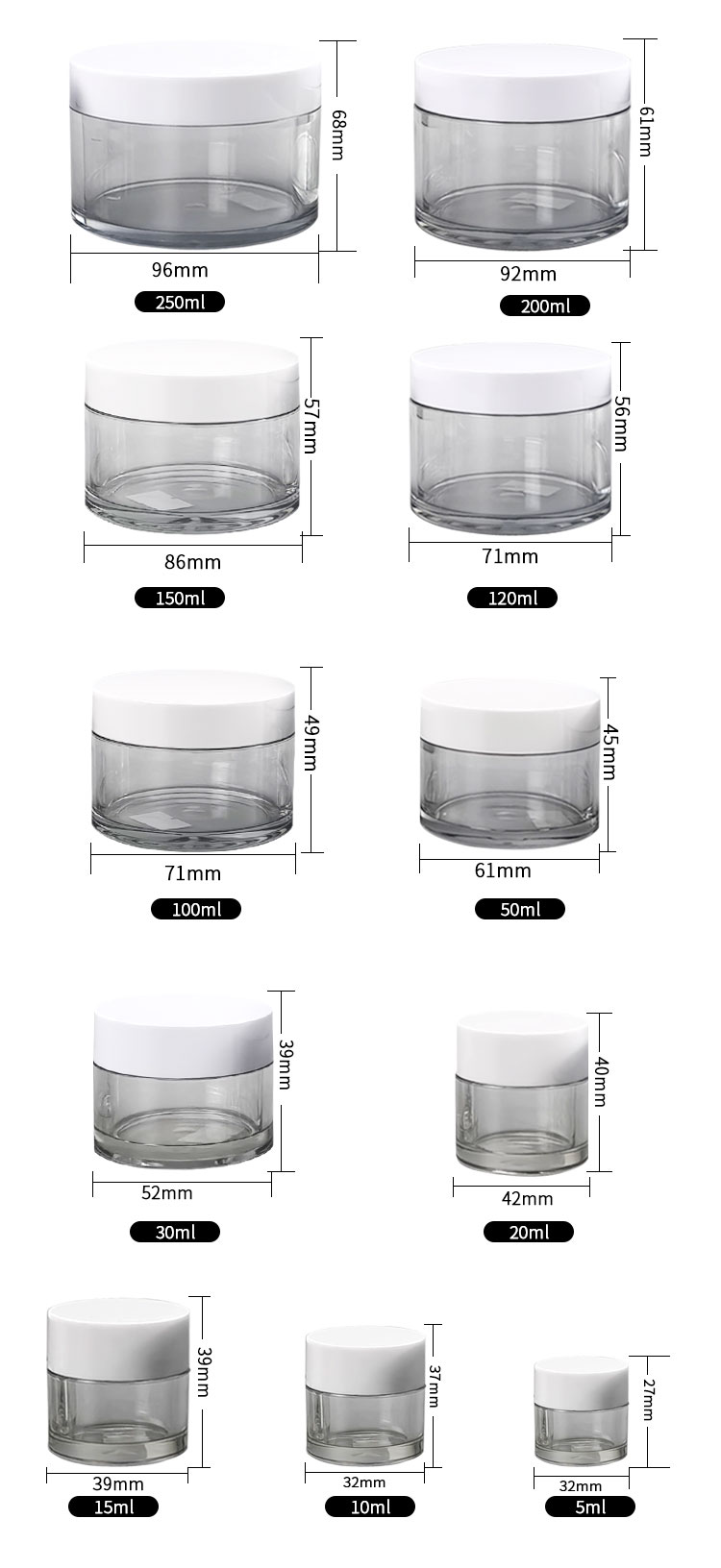 5g 10g 15g 20g 30g 50g 100g thick wall pet plastic jar for cosmetic cream -0