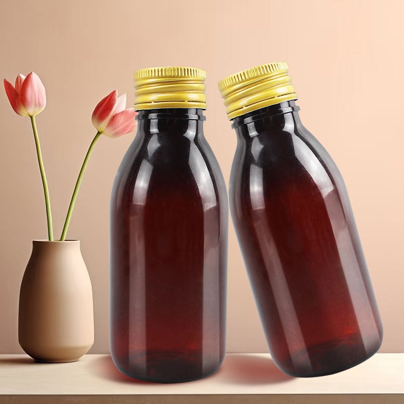 Custom Food Grade PET 120ml Cough Syrup Bottle with Aluminum-Plastic Cap