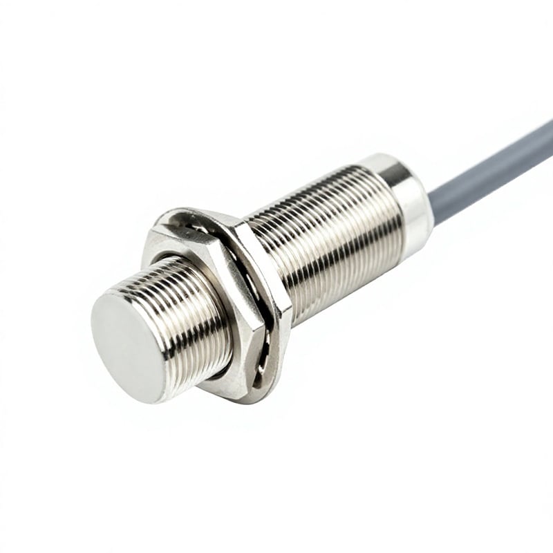 Interrupteur de proximité inductif cylindrique blindé haute précision M18, étanche IP67, à 3 fils, détection de métaux pour ligne de convoyeur