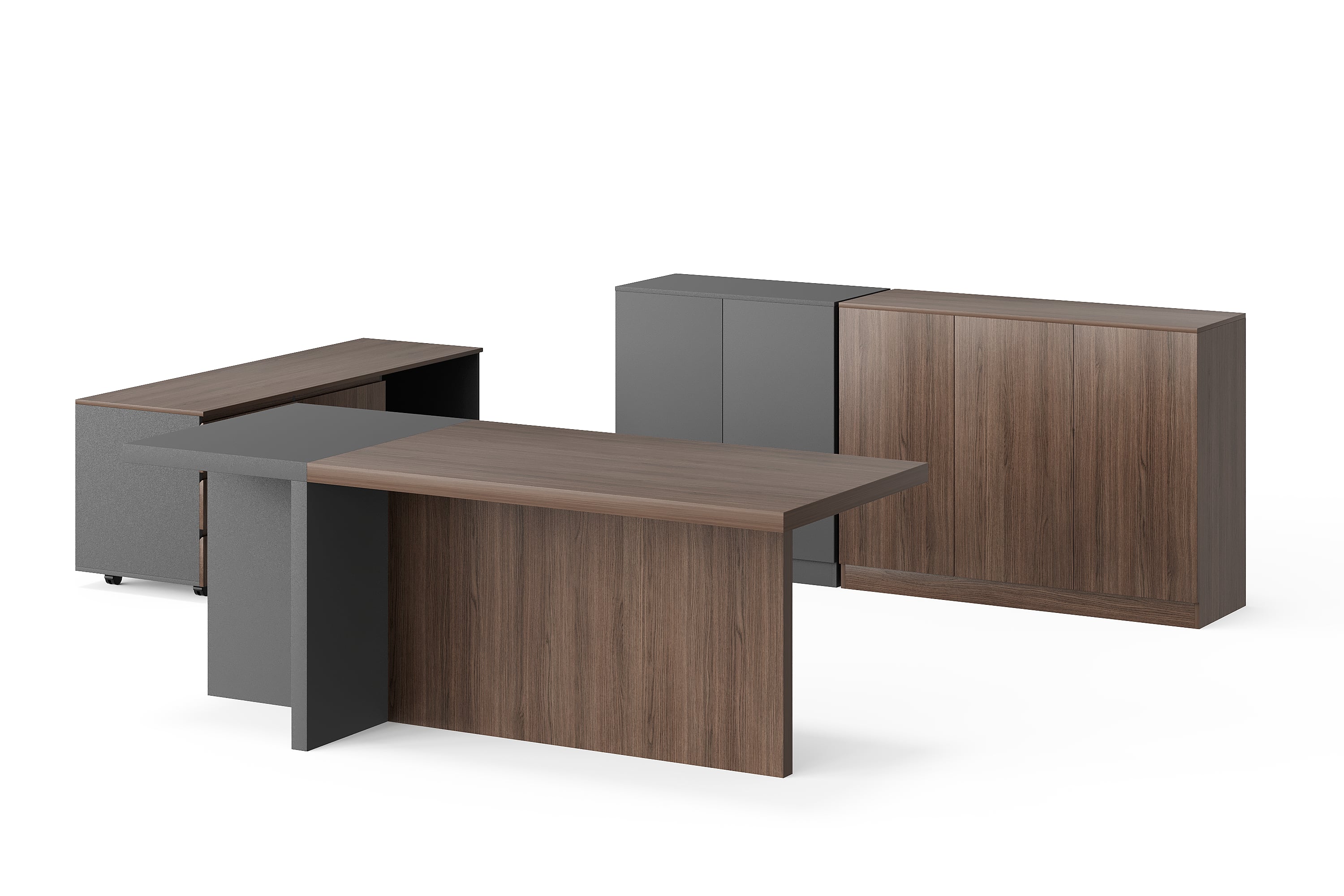 BG-2571 Executive Office Desk in Wood-Tone and Grey