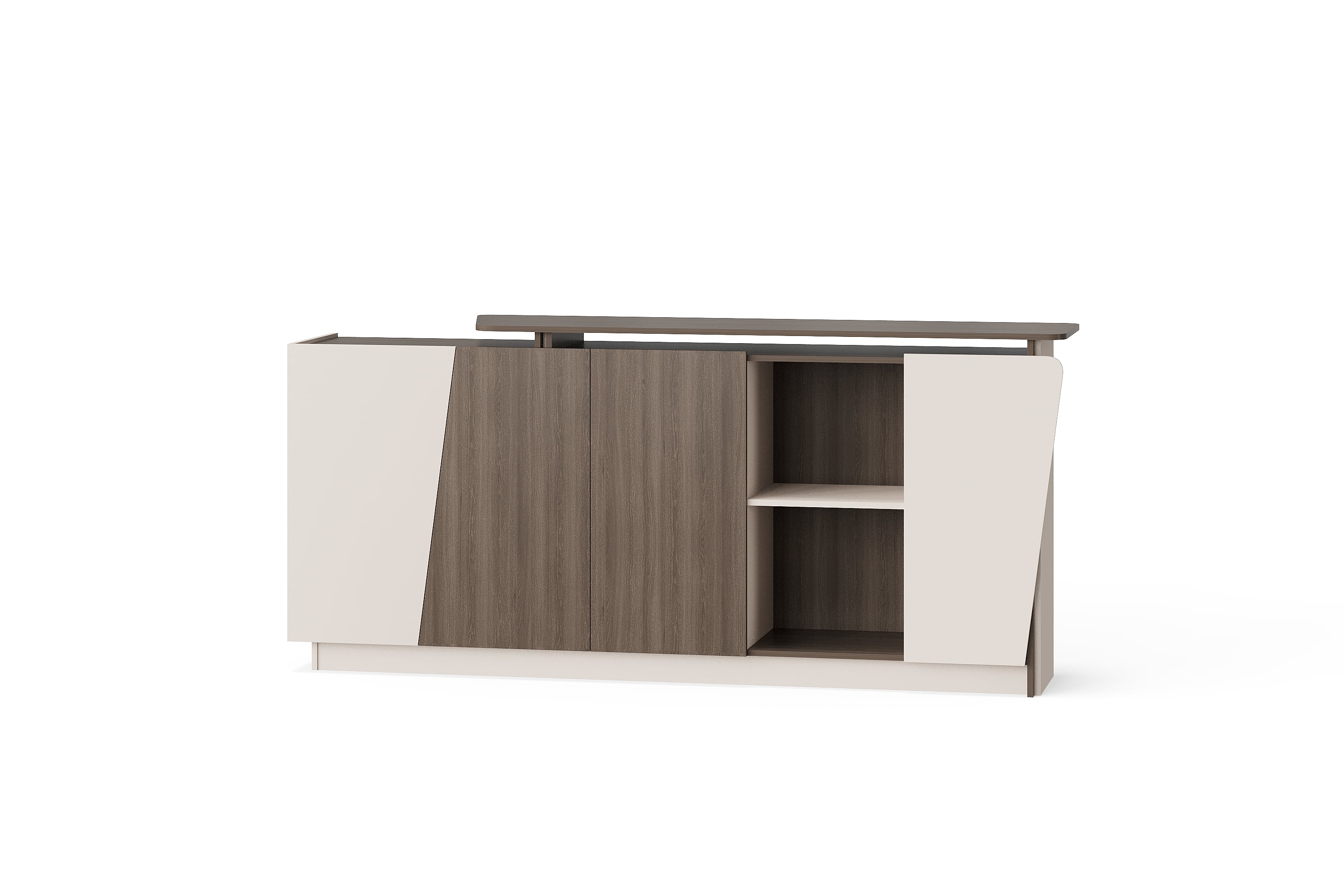 BG-2626B Asymmetric Office Storage Cabinet with Open Shelving