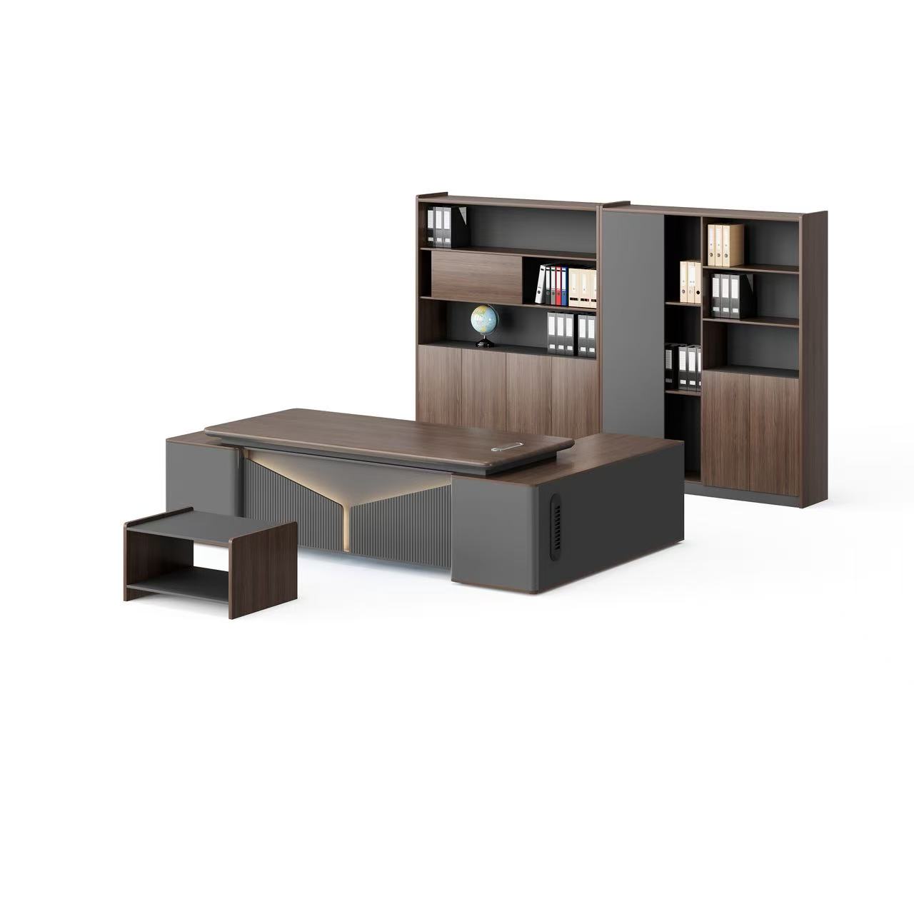 Modern Style Melamine L Shape Table with Cabinet and Coffee Table