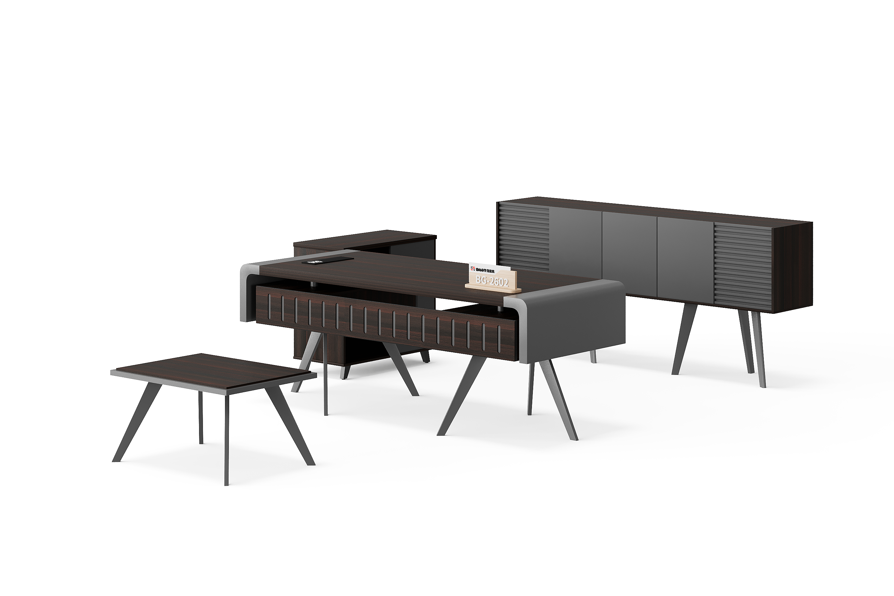 Bureau de direction BG-2602A et configuration de rangement