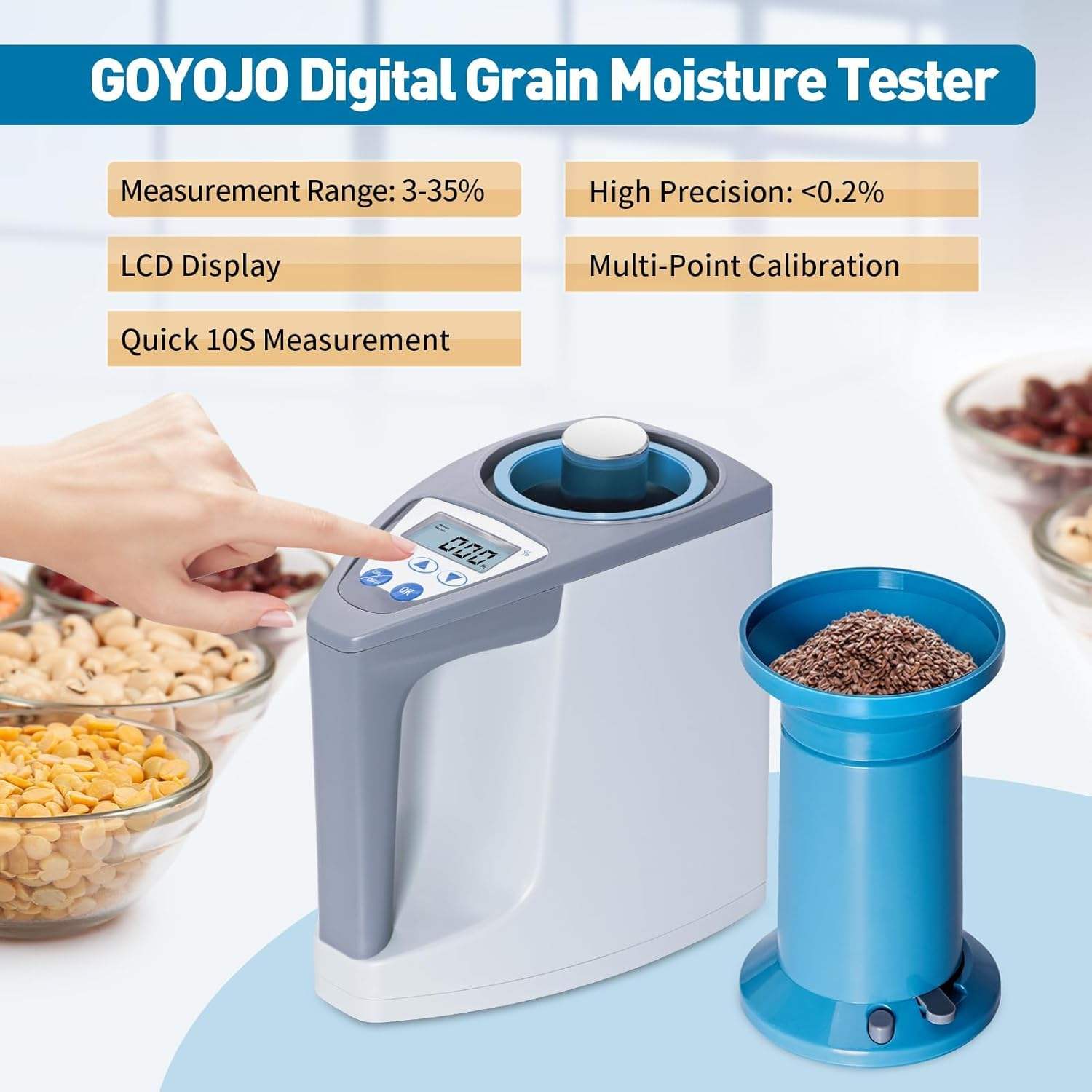 SKZ111B-1 PRO (LDS-1G) Grain Moisture Meter: Volume Weight Method Tester for 33 Grains & Seeds