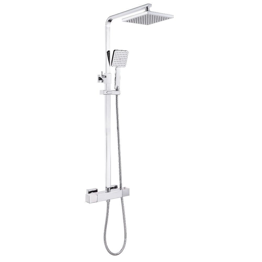 Jeu de douche thermostatique carré K141 chromé, à toucher frais