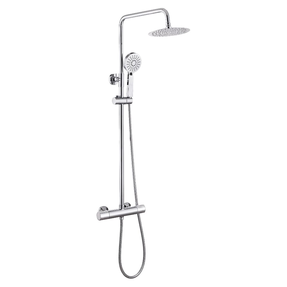 Jeu de douche thermostatique rond K140 chromé, à toucher frais