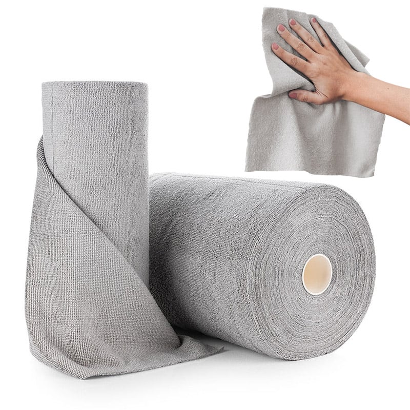 Ismhuir 12”x12” Téar-imbhuail Microfiber Kitchen Dish Towel i Roil 50/75/100 Pacáiste Téar-imbhuailteach Micro Fiber Car Wash Cloth Cloísteach Rags