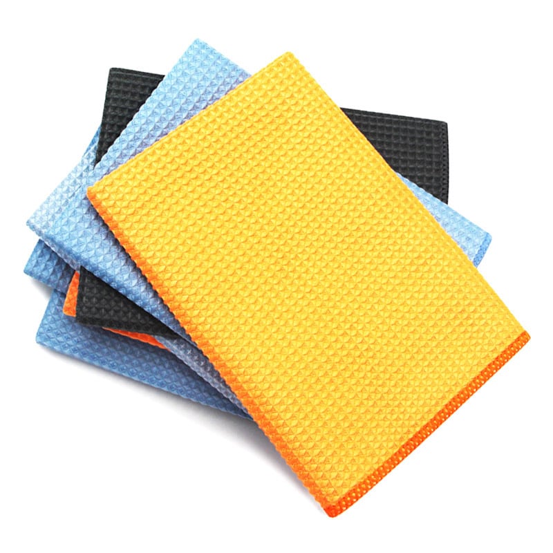 Grid Pineapple gan Stríocadh Glas Glanadh Leathach Waffle Weave Microfiber Car Window Cleaning Drying Towels