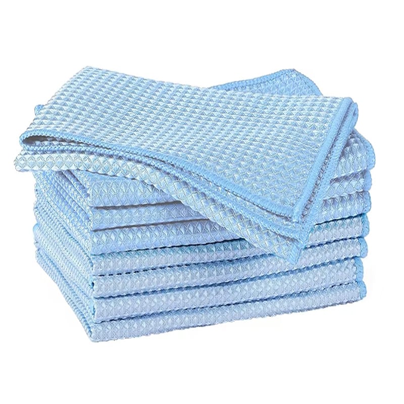 16*16 Orduithe Leathach Tionóilcigh Microfiber Waffle Weave Glanadh Leathach Iolghnéitheach Micro Fiber Car Kitchen Glass Clean Rags