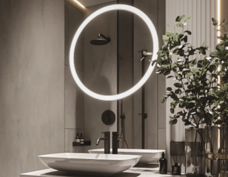 Modern Grey Bathroom Vanity With Hidden Laundry Storage product picture (3).webp