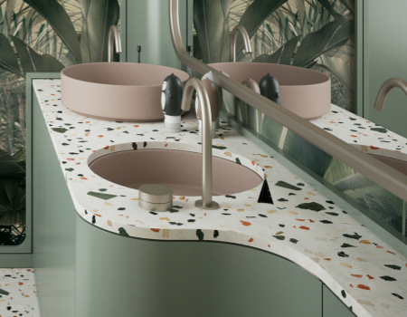 Modern Green Bathroom Vanity With Terrazzo Countertop product picture (8).webp