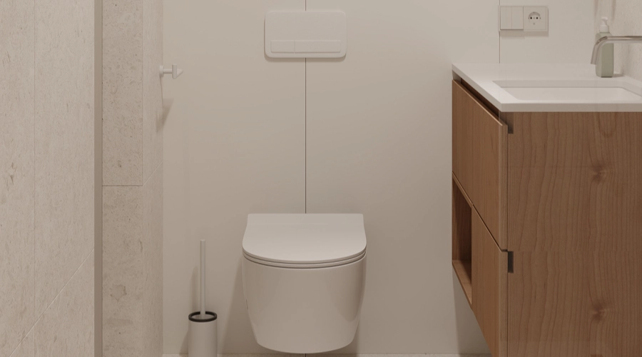 Modern Wood Bathroom Vanity With Integrated Laundry Cabinet product picture (11).webp