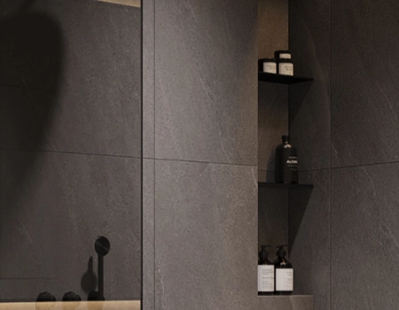 Modern Dark Grey Bathroom Vanity With Wood Storage product picture (12).webp