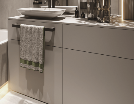 Modern Grey Bathroom Vanity With Hidden Laundry Storage product picture (4).webp