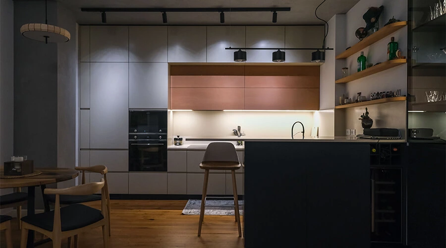 Ideas modernas de muebles de cocina de colores para apartamentos