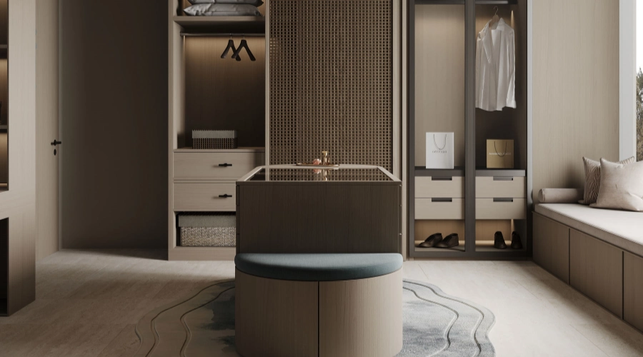Idee pou kabinet vètir bòs ak pòt tisye ak ilè
