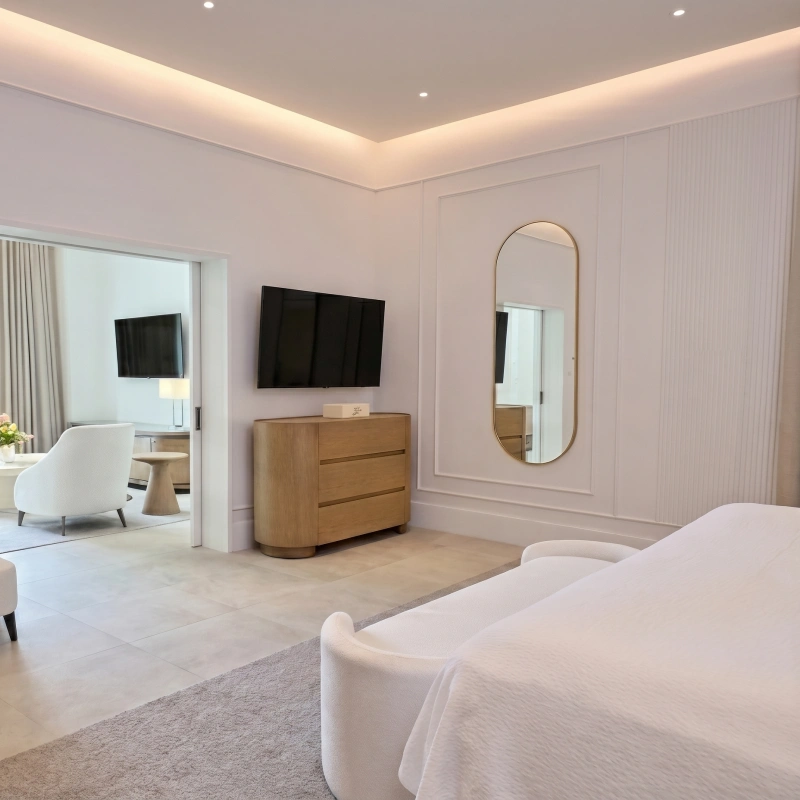 Modern Villa Suite Custom Cabinets for Bedroom and Bath Case image (2).webp