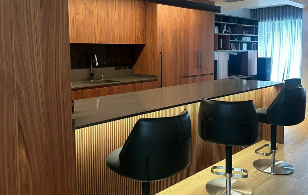 Modern Luxury Apartment Custom Cabinet Project with Warm Walnut Finishes Case image (5).webp