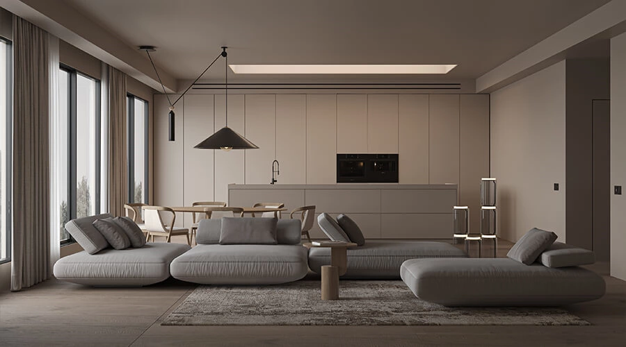 Modern Minimalist Kitchen Cabinets and Island Layout Design