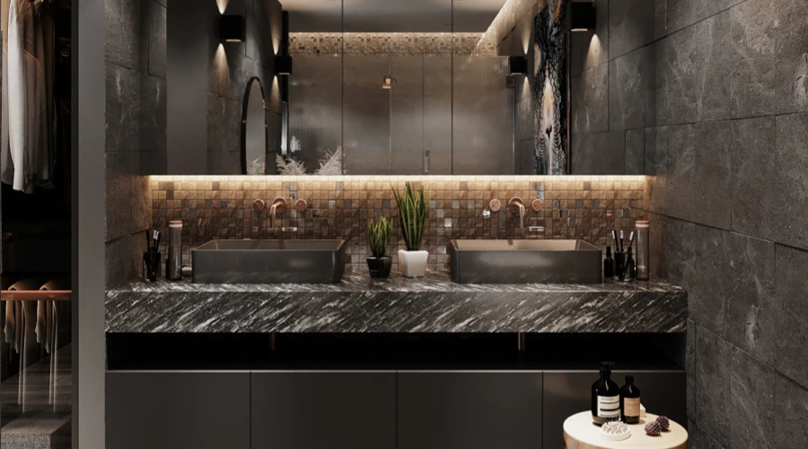 Luxury Black Bathroom Vanity With Double Sink Design product picture (6).webp