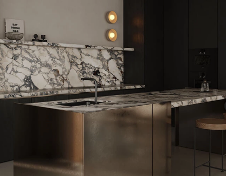 Modern Black Wood Cabinets with Marble Counters product picture (2).webp