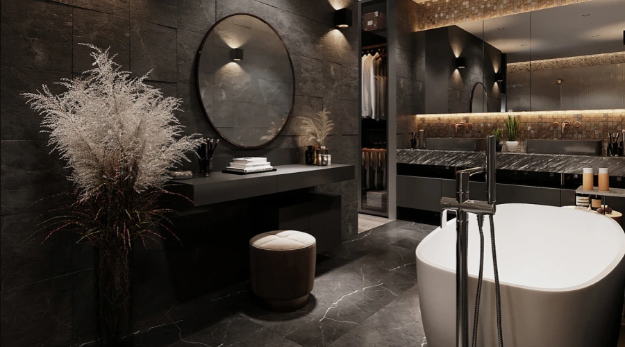 Luxury Black Bathroom Vanity With Double Sink Design product picture (4).webp
