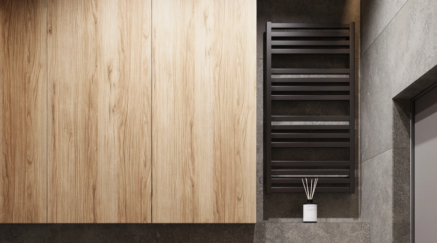 Modern Grey Wood Bathroom Vanity With Bathtub Shower Area product picture (7).webp