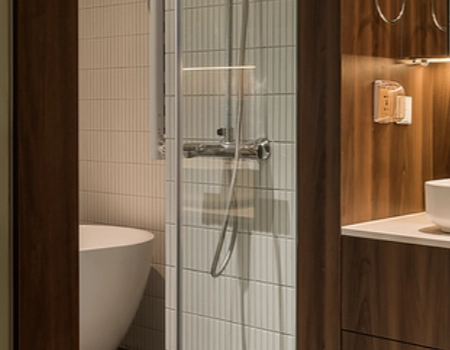 Modern Dark Wood Vanity With Double Sink Design product picture (10).webp