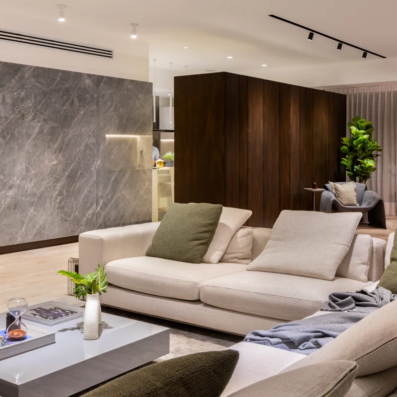 Barcelona Modern Full House Cabinet Project with Dark Wood, Stone, and Integrated Storage Case image (7).webp