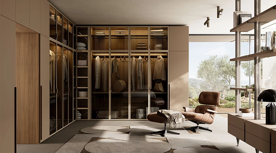 Luxury Wardrobe Designs With Tinted Glass Doors