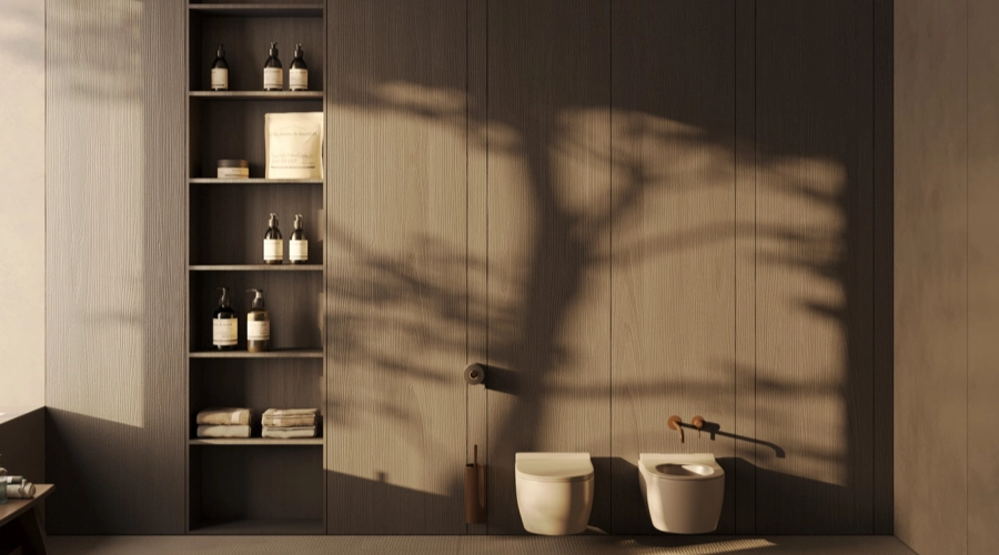 Modern Wood Bathroom Vanity With Courtyard View product picture (8).webp