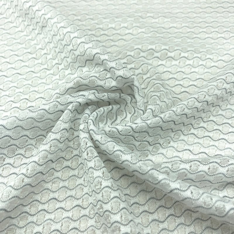 Lightweight Mesh Textured Quick Dry 4 Way Stretch Knitted Polyester Spandex Gym Fabric for Sports Shirt