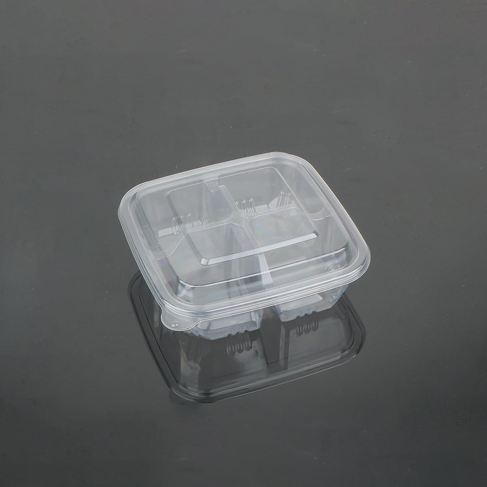 700ml Square 4 compartment Snack Container