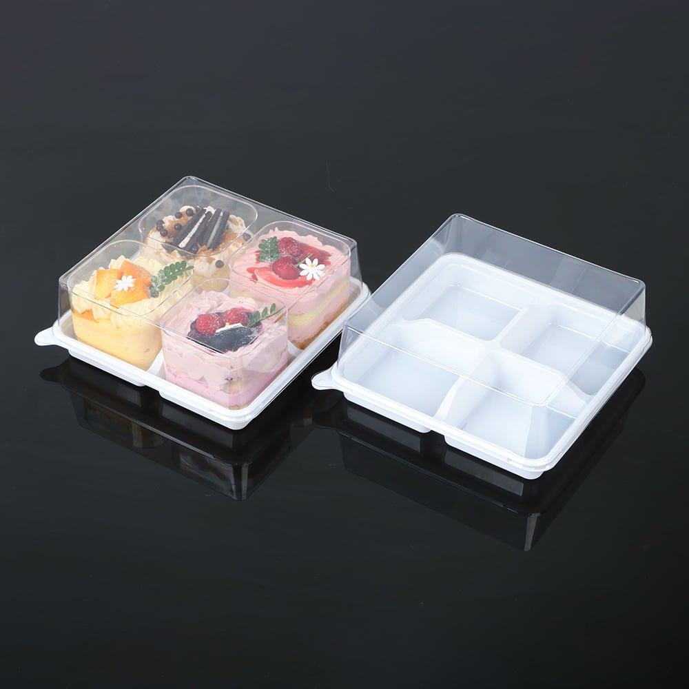 Tiramisu cake plastic packaging container with lid