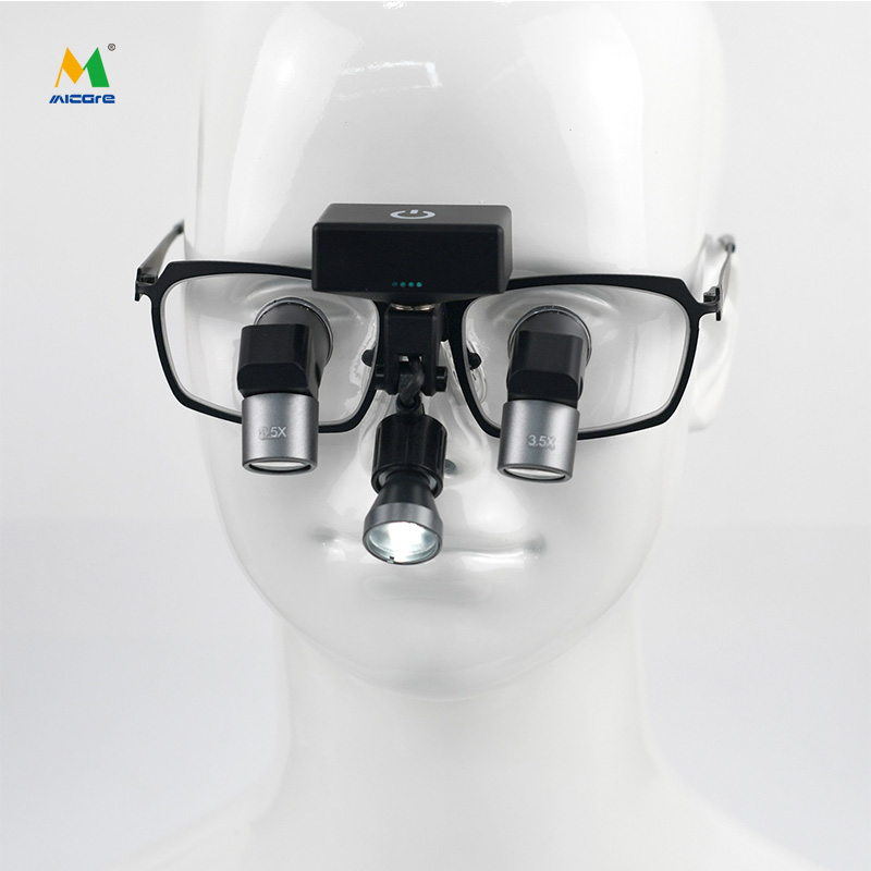 نظارات جراحية إرجونومية Micare بتكبير ٣٫٥× مع مصباح أمامي LED بقوة ١٥ واط من طراز MG-JD2100، ومنظار طبي عالي الوضوح من نوع TTL للاستخدام في الجراحة وطب الأنف والأذن والحنجرة
