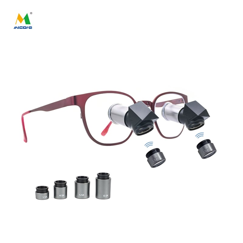 نظارات جراحية ثنائية العين قابلة للتعديل لطب الأسنان، عدسات تكبير طبية لجراحة العيون، طراز AENF-3565 من شركة ميكاري