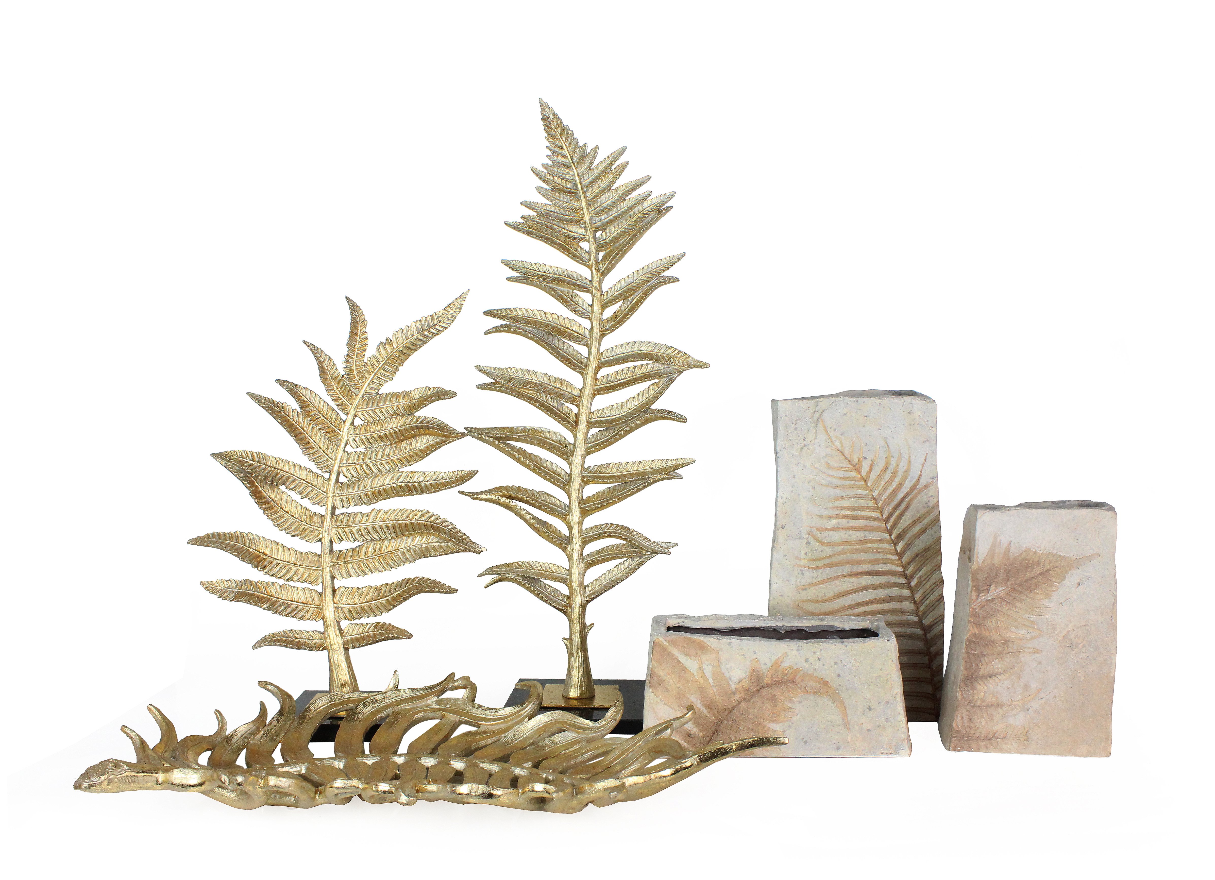 Wholesale crafts resin gold leaf sticker fern vase fossil look home decoration