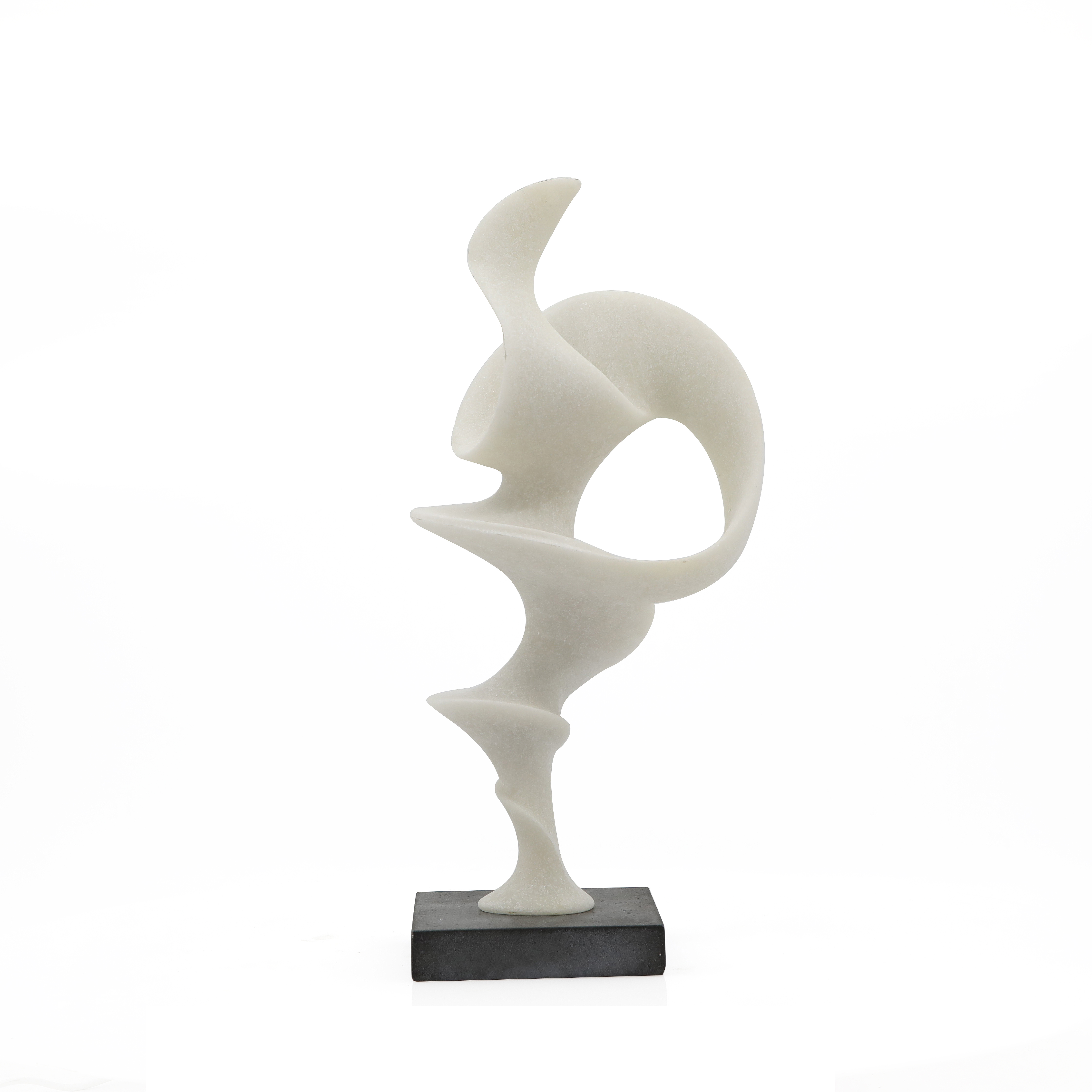 Polystone abstrakte dekorative Skulptur Wohnkultur Statue mit schwarzer Basis, Akzentfigur